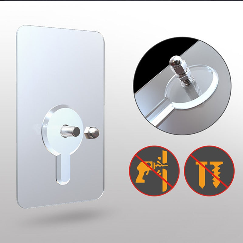 Lisslune | 10 pieces heavy-duty punch-free transparent adhesive hooks