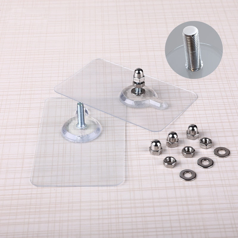 Lisslune | 10 pieces heavy-duty punch-free transparent adhesive hooks