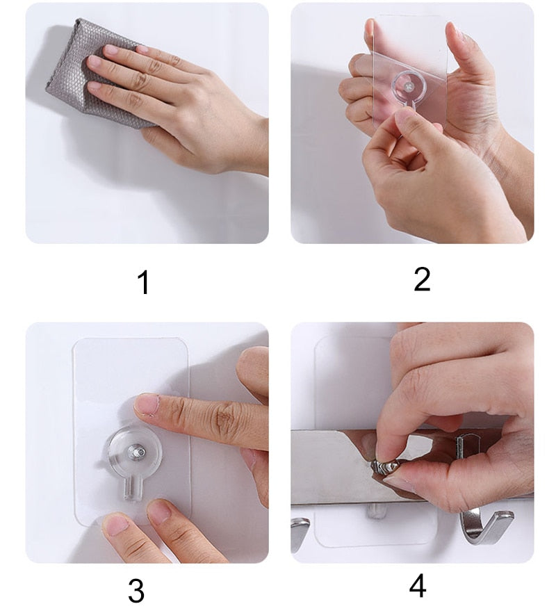 Lisslune | 10 pieces heavy-duty punch-free transparent adhesive hooks