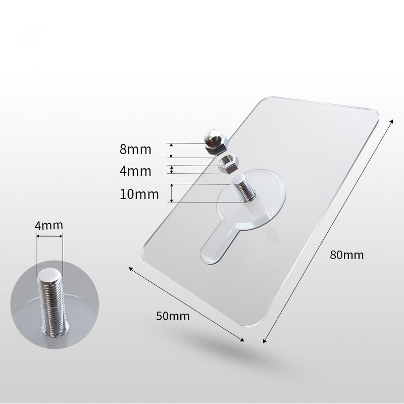Lisslune | 10 pieces heavy-duty punch-free transparent adhesive hooks