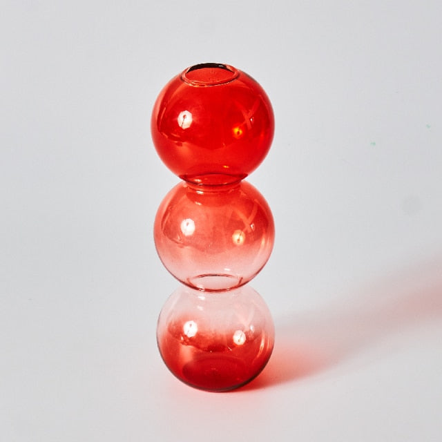 Lisslune | Cherry Red Glass Stick Candle Holder & Vases