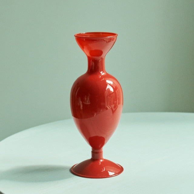 Lisslune | Cherry Red Glass Stick Candle Holder & Vases
