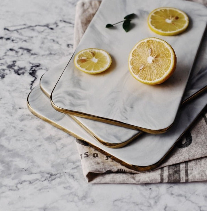 Lisslune | Elegant White Marble Ceramic Cutting Board