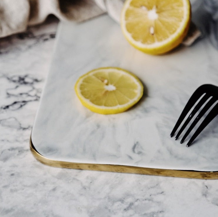 Lisslune | Elegant White Marble Ceramic Cutting Board