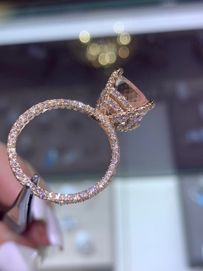 Lisslune | Luxury Fashion Rose Gold Filling Inlaid Zircon Crystal Wedding Rings
