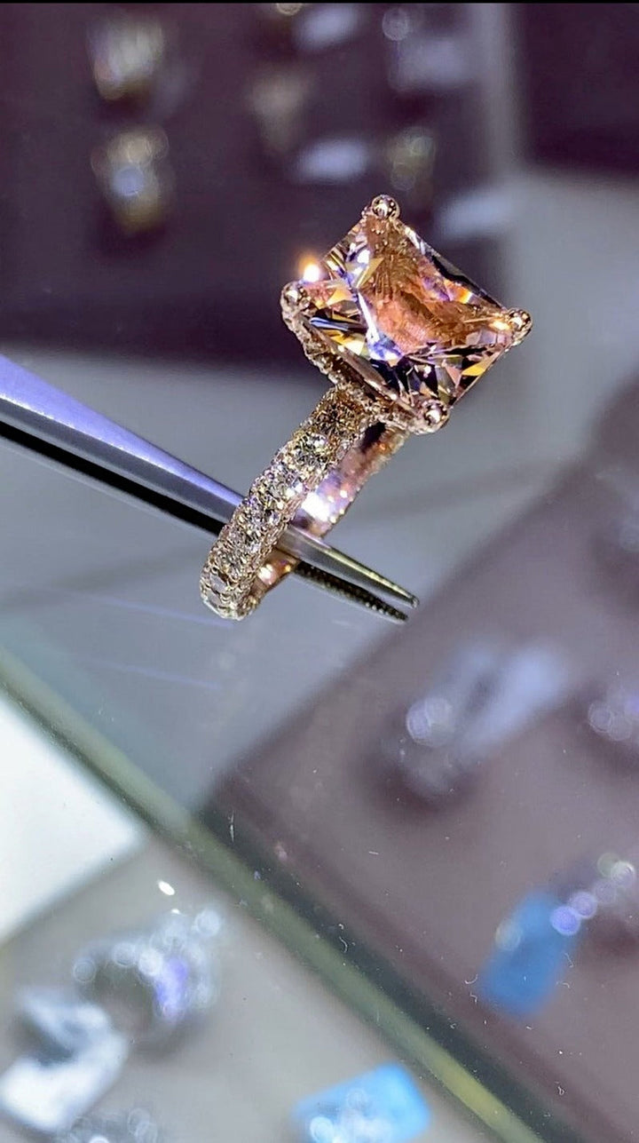 Lisslune | Luxury Fashion Rose Gold Filling Inlaid Zircon Crystal Wedding Rings