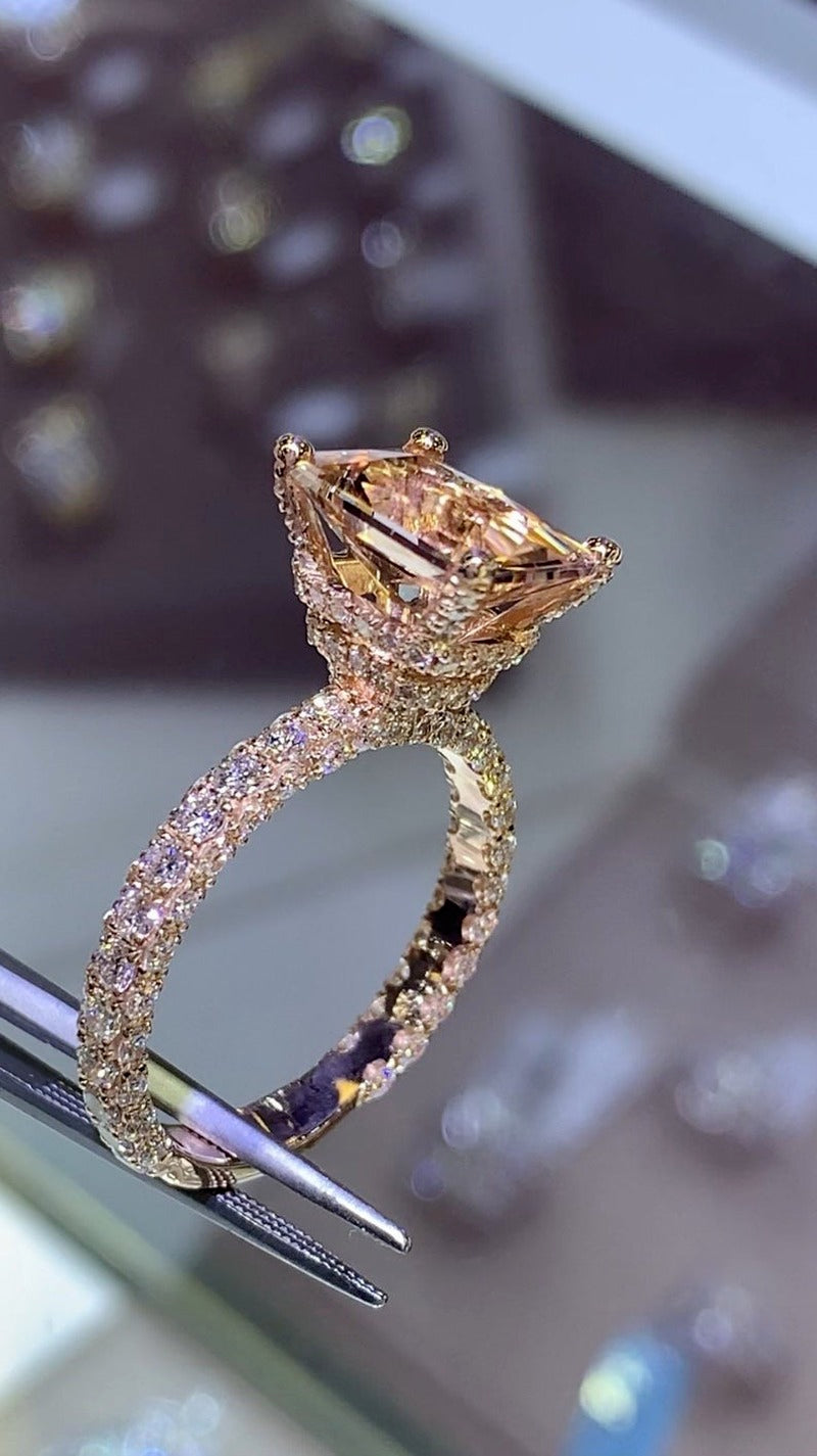 Lisslune | Luxury Fashion Rose Gold Filling Inlaid Zircon Crystal Wedding Rings