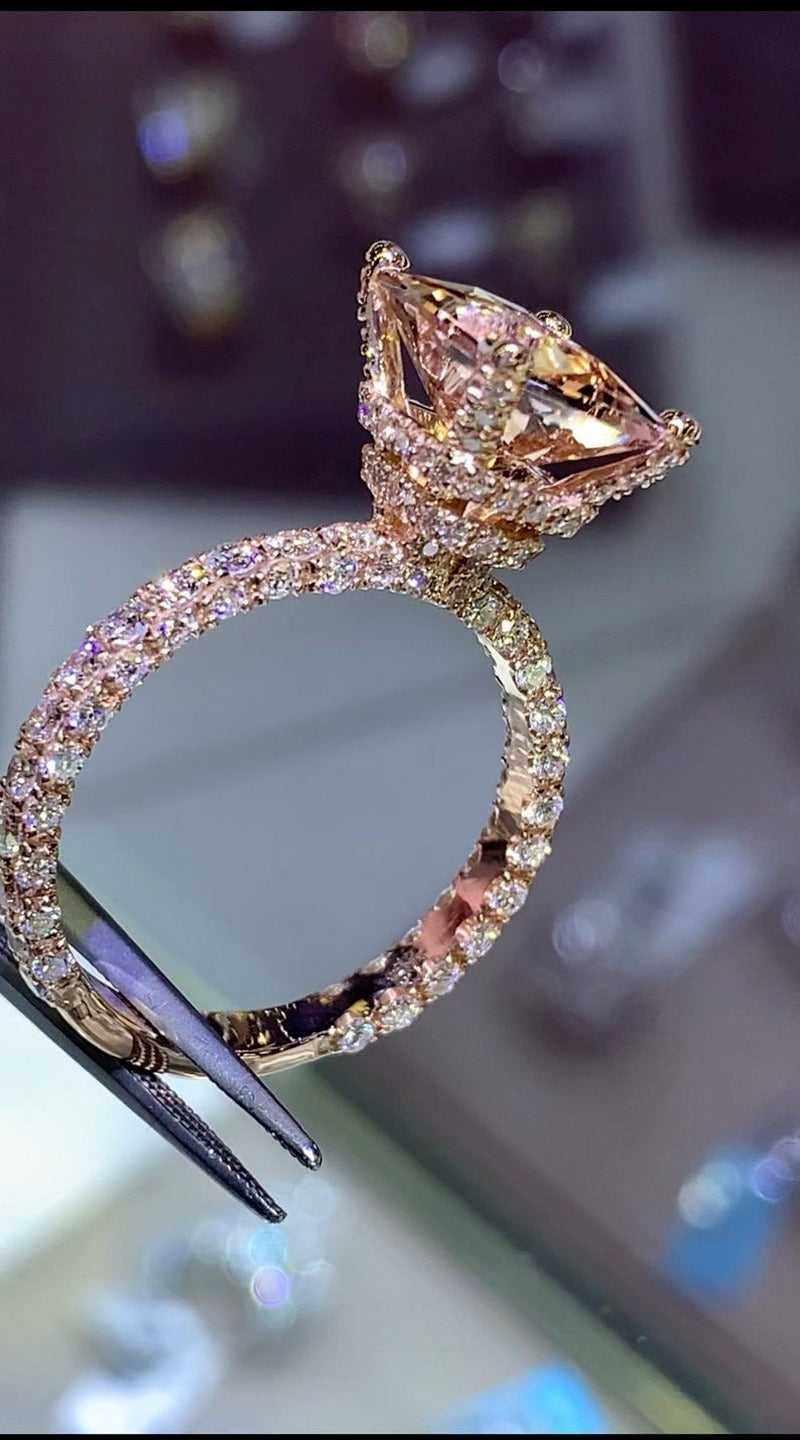 Lisslune | Luxury Fashion Rose Gold Filling Inlaid Zircon Crystal Wedding Rings