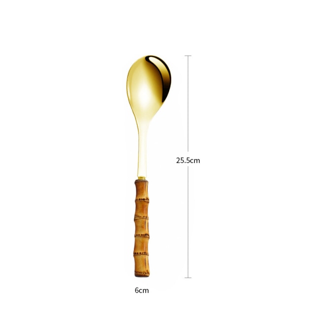 Lisslune | Bamboo Handle Salad Serving Cutlery Kitchen Accessories