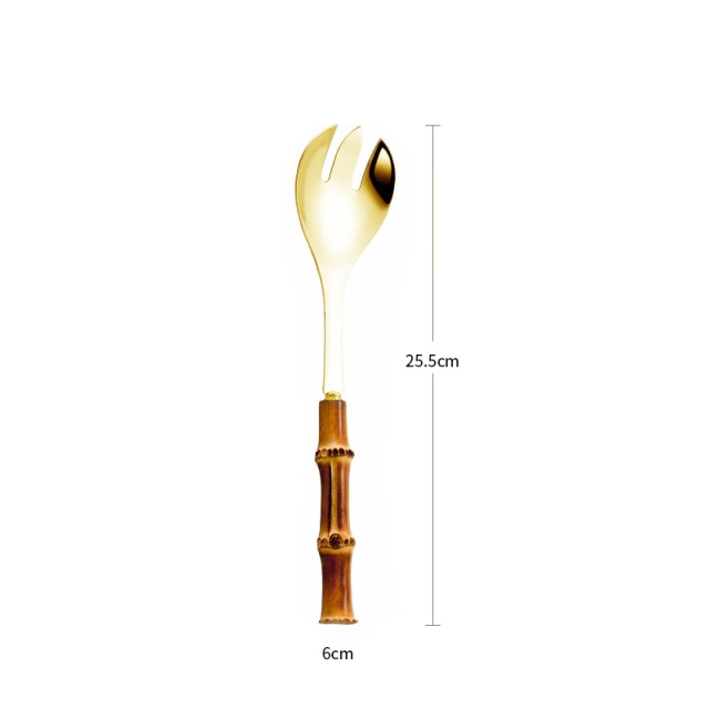 Lisslune | Bamboo Handle Salad Serving Cutlery Kitchen Accessories