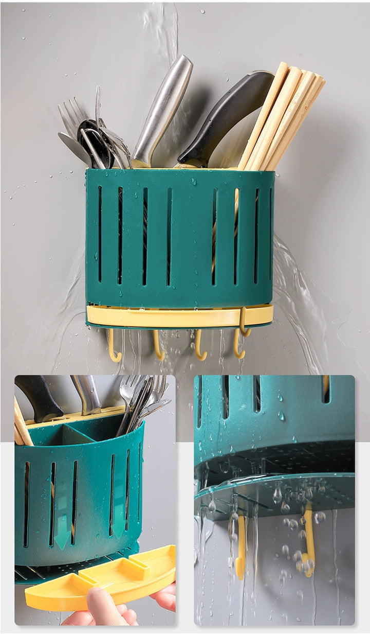 Lisslune | Wall-Mounted Drain Rack Tableware Storage Box