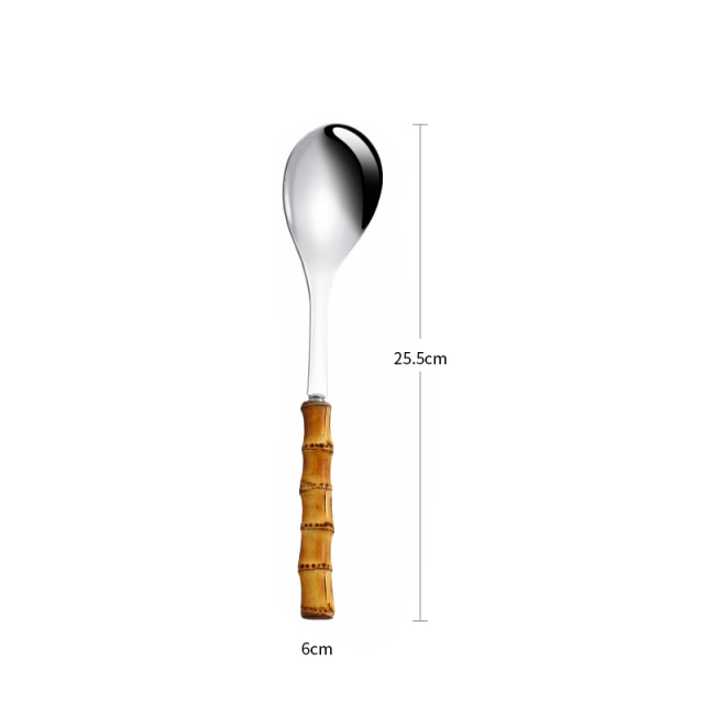 Lisslune | Bamboo Handle Salad Serving Cutlery Kitchen Accessories
