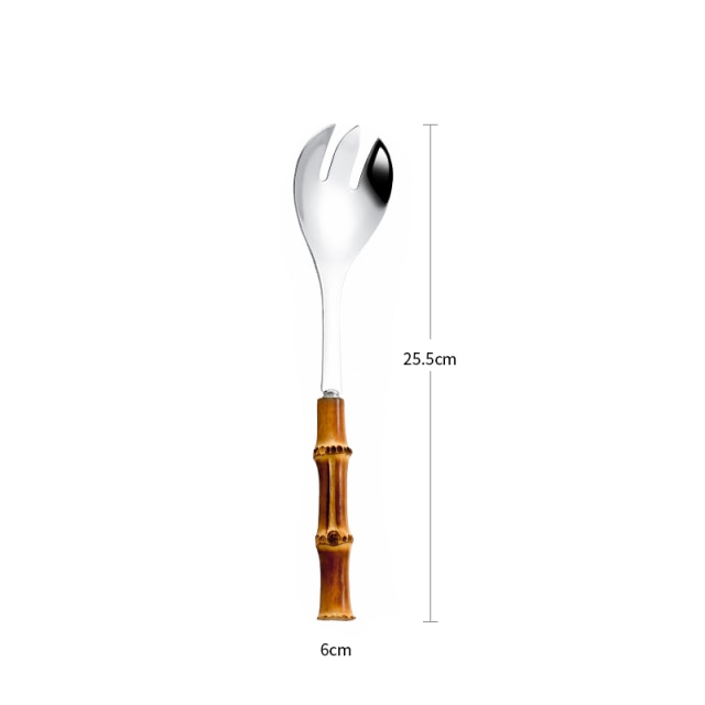 Lisslune | Bamboo Handle Salad Serving Cutlery Kitchen Accessories