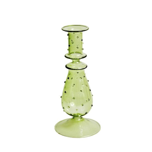 Lisslune | GlowCharm Pastel Glass Candle Holder | Decorative Candle Stands | Elegant Table Decor