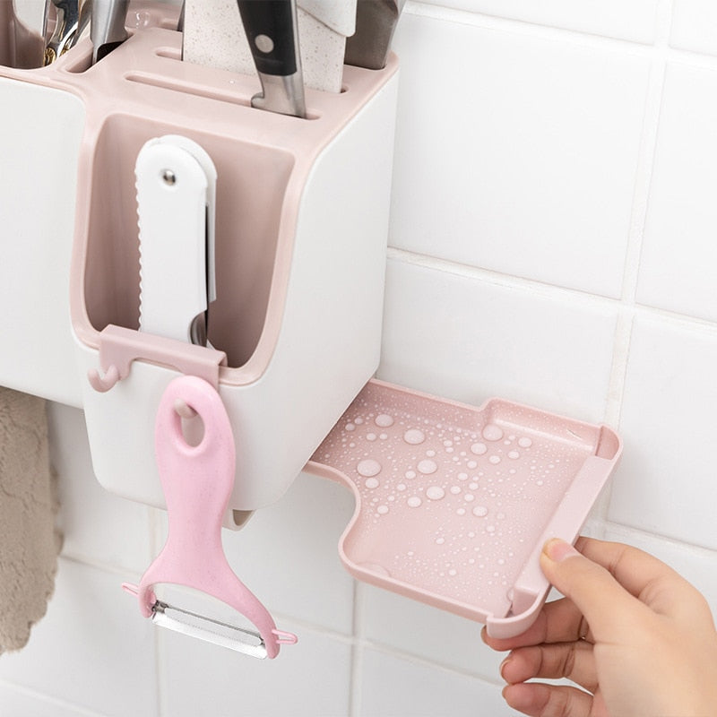 Lisslune | Wall-Mounted Kitchen Cutlery Drainer Rack