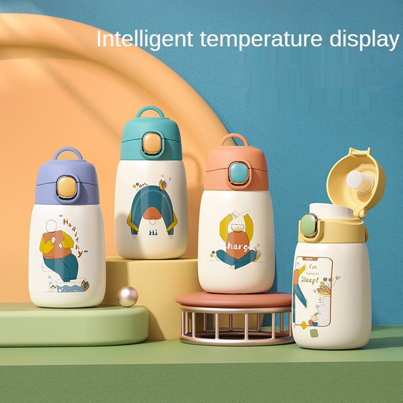 Lisslune | Cartoon Kids Temperature Display Thermos Bottle