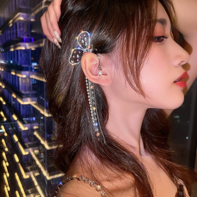 Lisslune | Animal Birds Tassel Women Earrings Clip Ear Cuff