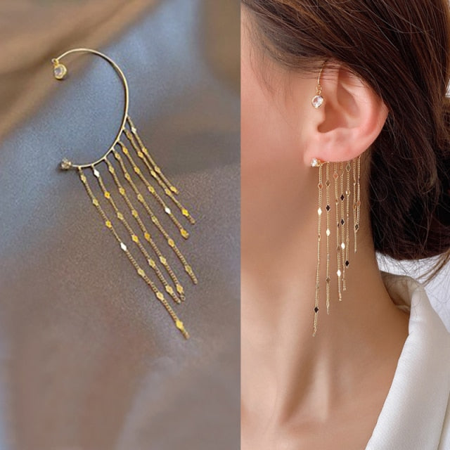 Lisslune | Animal Birds Tassel Women Earrings Clip Ear Cuff