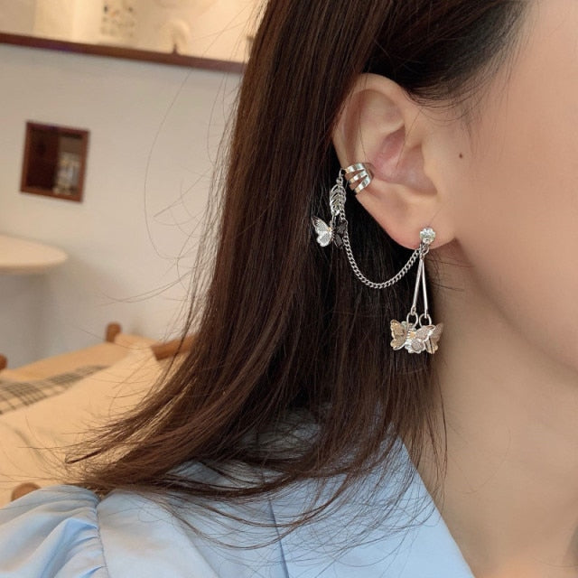 Lisslune | Animal Birds Tassel Women Earrings Clip Ear Cuff