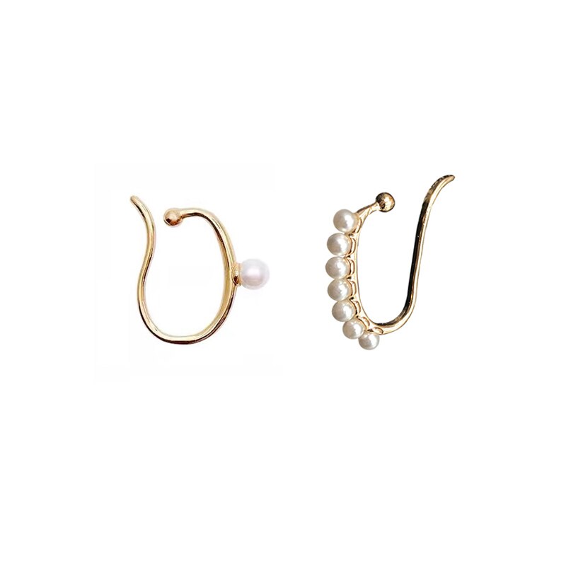 Lisslune | Minimalist Simulated Round Small Pearl Ear Cuff Earrings For Women