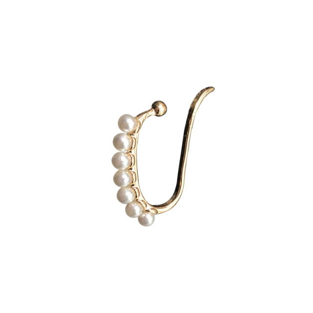 Lisslune | Minimalist Simulated Round Small Pearl Ear Cuff Earrings For Women
