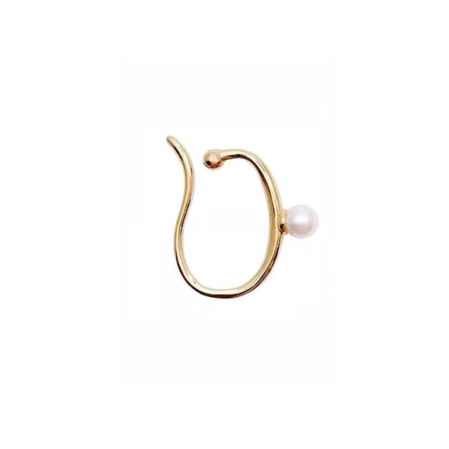 Lisslune | Minimalist Simulated Round Small Pearl Ear Cuff Earrings For Women