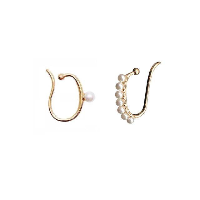Lisslune | Minimalist Simulated Round Small Pearl Ear Cuff Earrings For Women