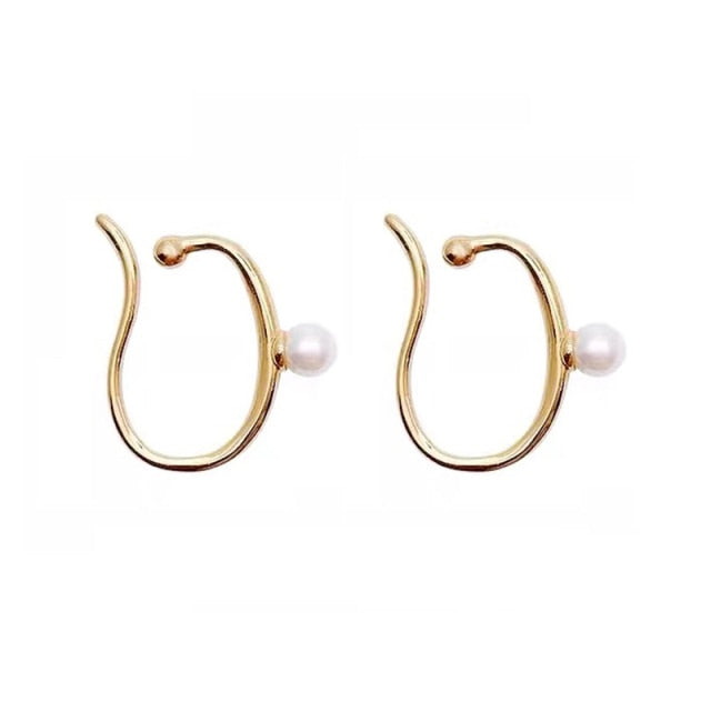 Lisslune | Minimalist Simulated Round Small Pearl Ear Cuff Earrings For Women