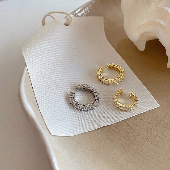 Lisslune | Gold Silver Color Full CZ Crystal Ear Cuff Clip on Earrings