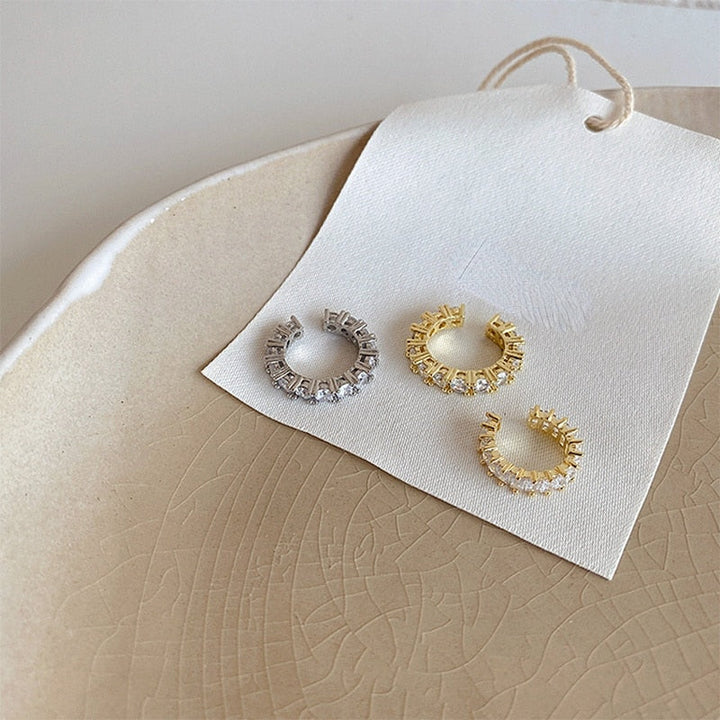 Lisslune | Gold Silver Color Full CZ Crystal Ear Cuff Clip on Earrings