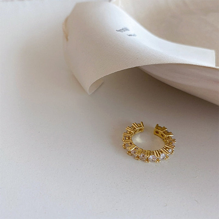 Lisslune | Gold Silver Color Full CZ Crystal Ear Cuff Clip on Earrings