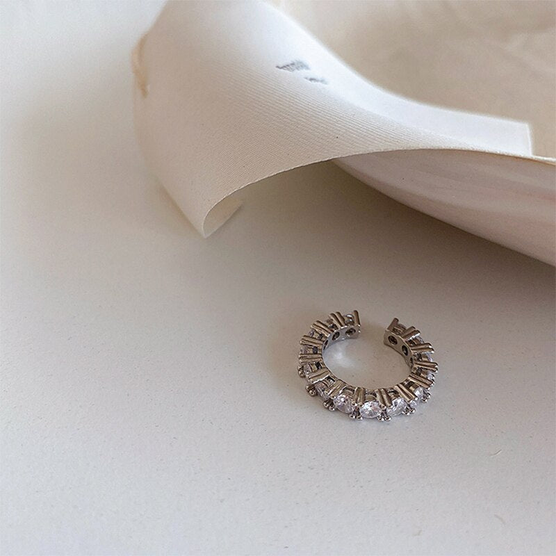 Lisslune | Gold Silver Color Full CZ Crystal Ear Cuff Clip on Earrings