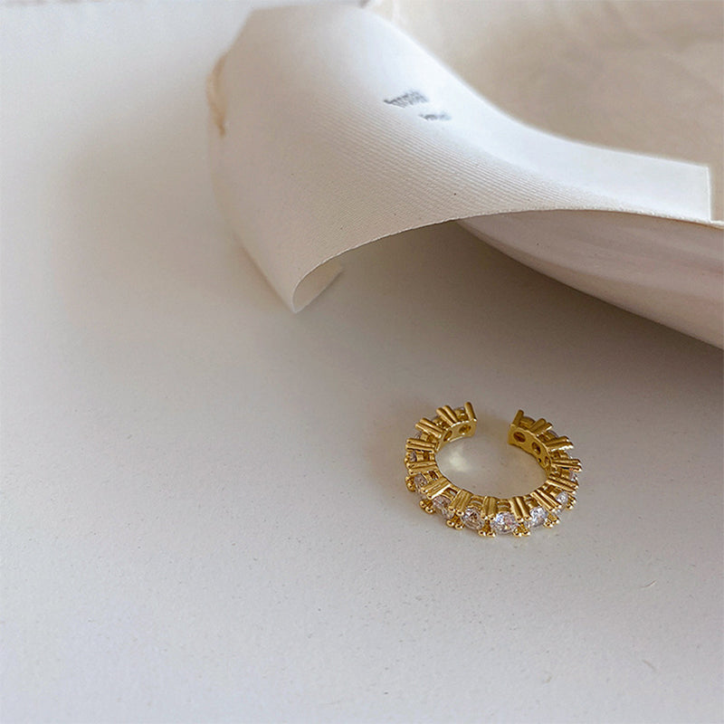 Lisslune | Gold Silver Color Full CZ Crystal Ear Cuff Clip on Earrings