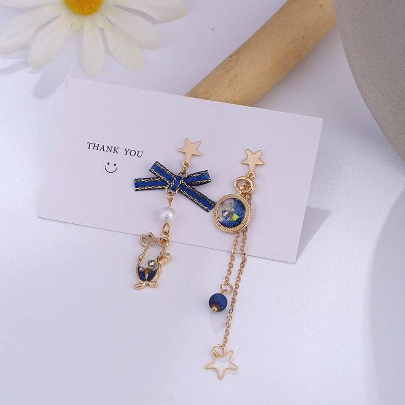 Lisslune | Japanese Style Cute Blue Rabbit Clip on Earring