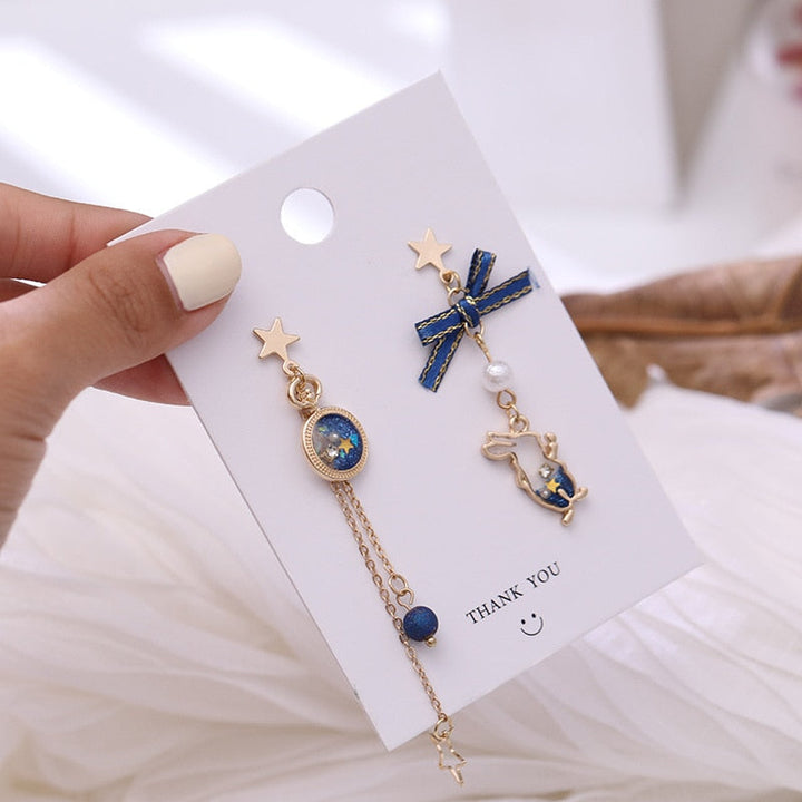 Lisslune | Japanese Style Cute Blue Rabbit Clip on Earring