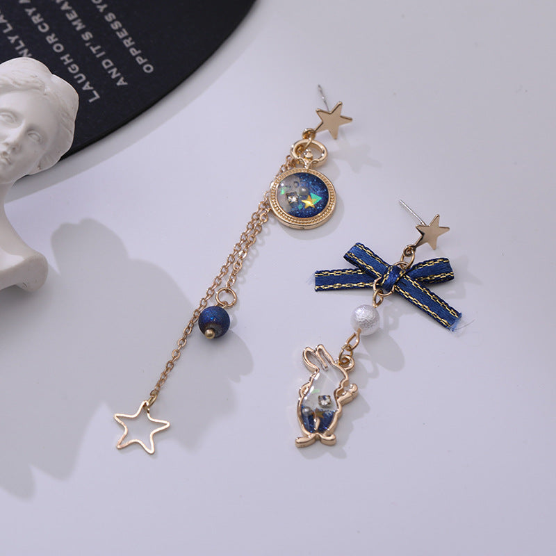Lisslune | Japanese Style Cute Blue Rabbit Clip on Earring