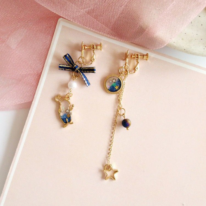 Lisslune | Japanese Style Cute Blue Rabbit Clip on Earring