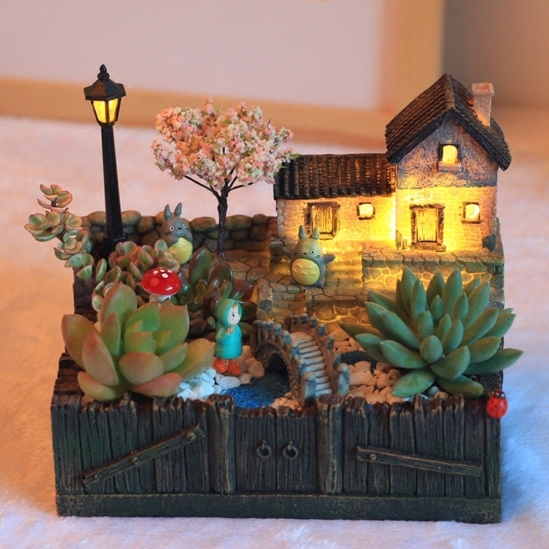 Lisslune | Resin Creative Landscape Cozy House Plants Vase