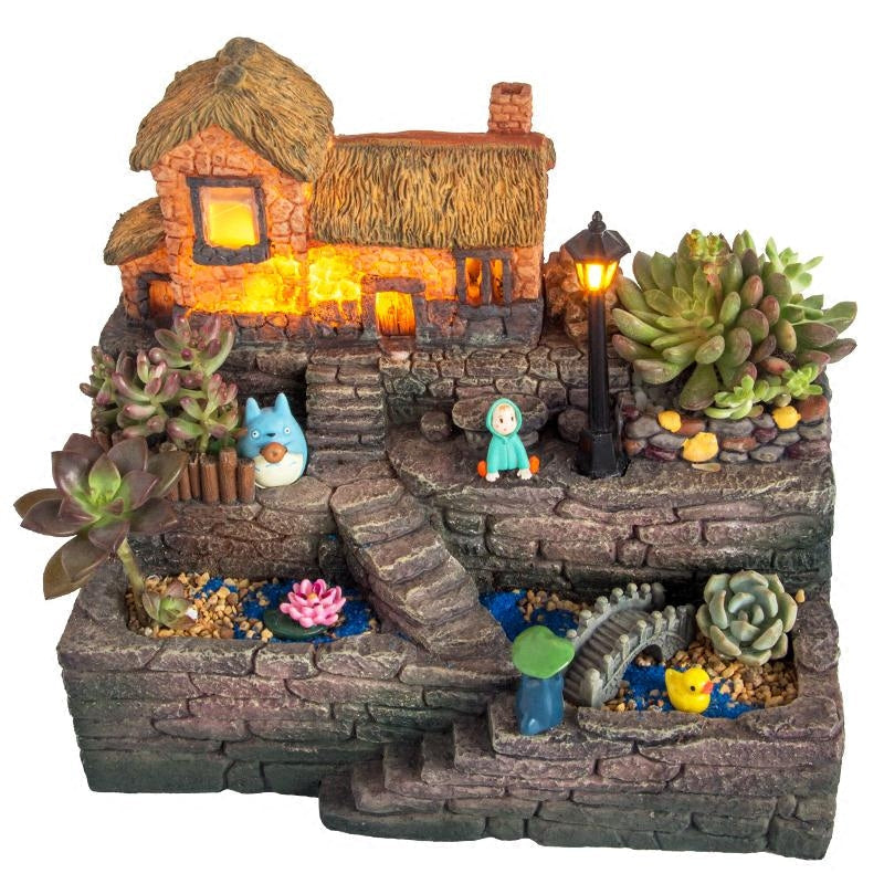 Lisslune | Resin Creative Landscape Cozy House Plants Vase
