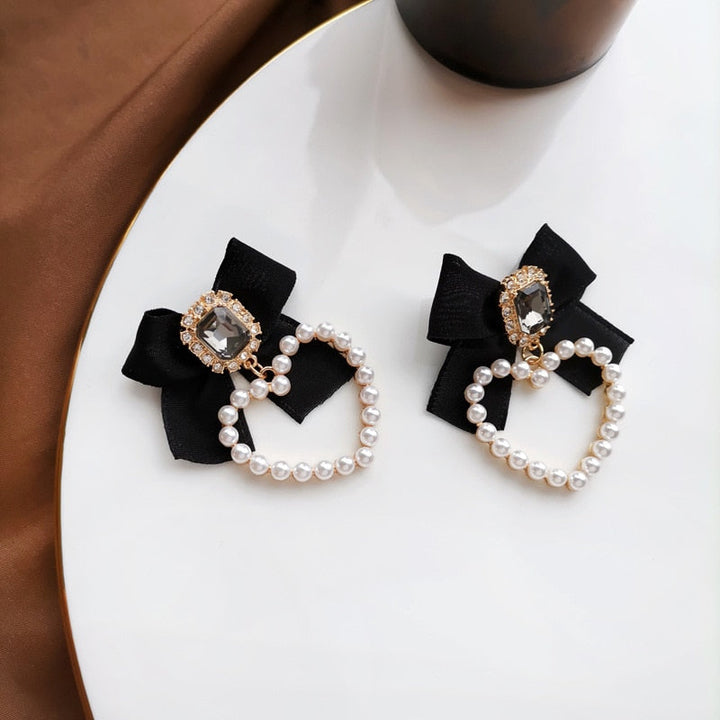 Lisslune | Korean Temperament Retro Rhinestone Bow Clip Earrings