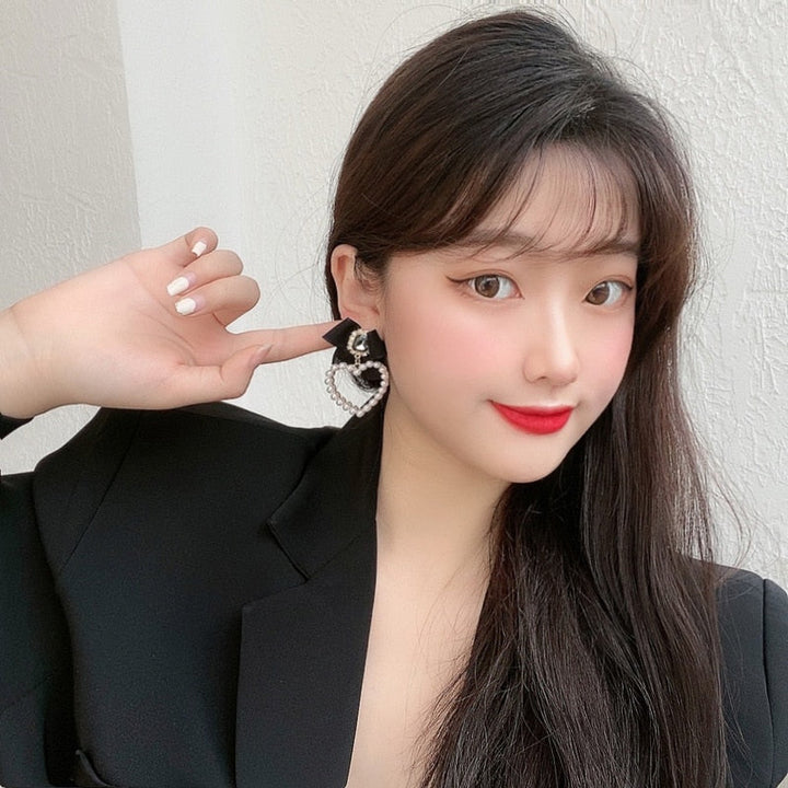 Lisslune | Korean Temperament Retro Rhinestone Bow Clip Earrings