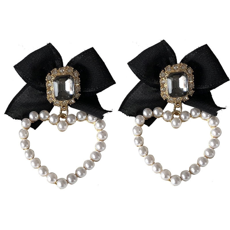 Lisslune | Korean Temperament Retro Rhinestone Bow Clip Earrings
