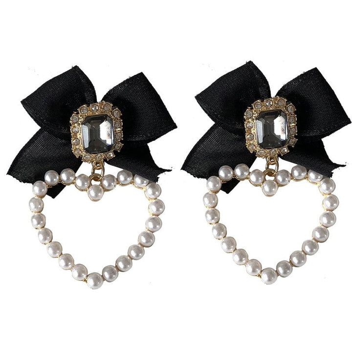 Lisslune | Korean Temperament Retro Rhinestone Bow Clip Earrings