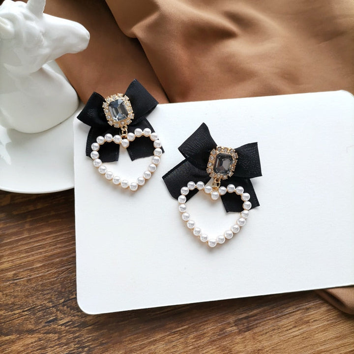 Lisslune | Korean Temperament Retro Rhinestone Bow Clip Earrings