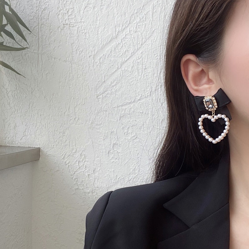 Lisslune | Korean Temperament Retro Rhinestone Bow Clip Earrings