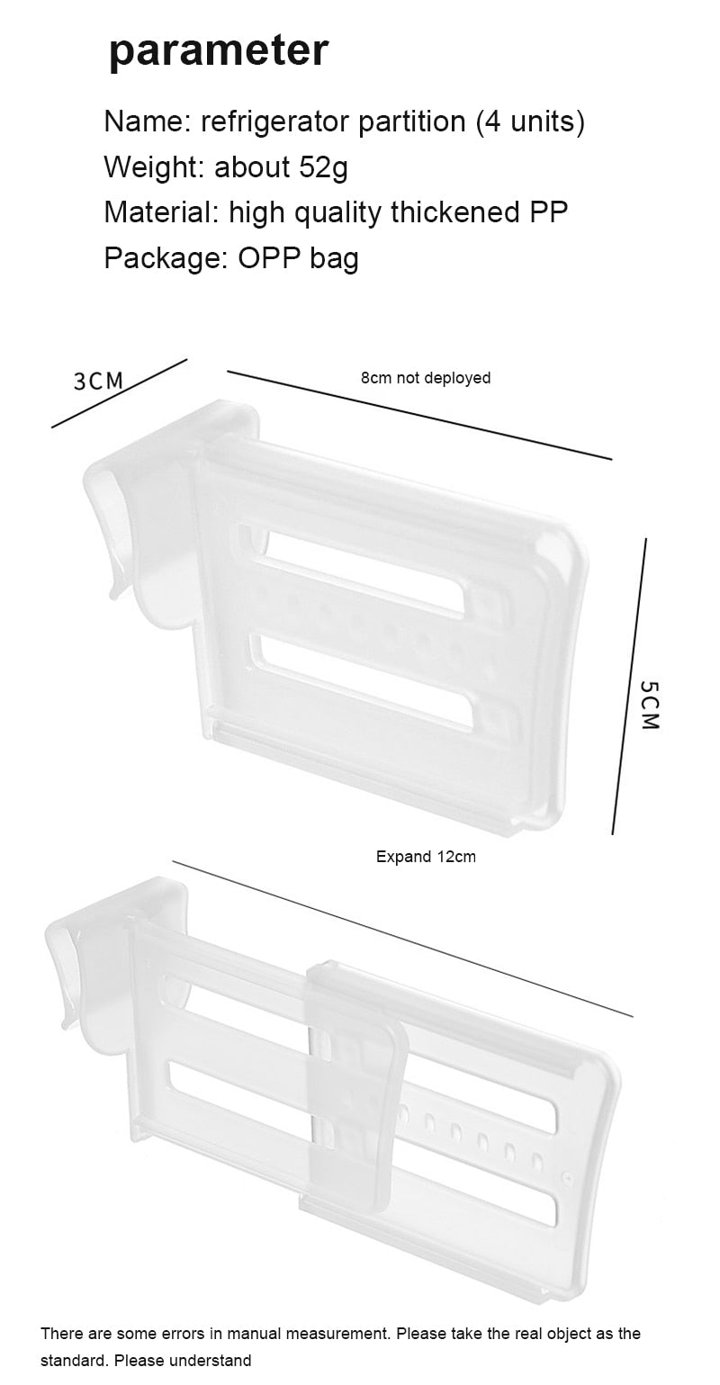 Lisslune | 4pcs Retractable Refrigerator Shelf Organizer Divider