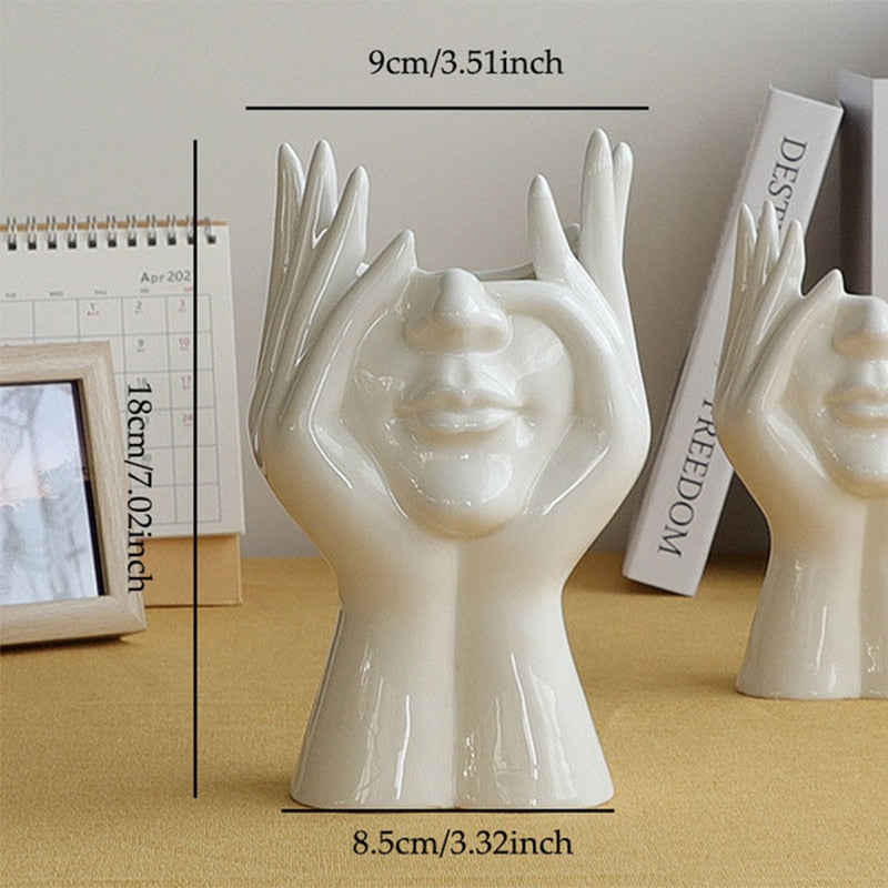 Lisslune | Ceramic Abstract  Human Face Flower Vase