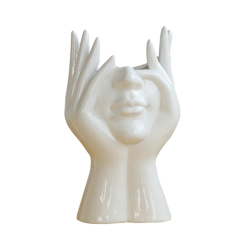 Lisslune | Ceramic Abstract  Human Face Flower Vase