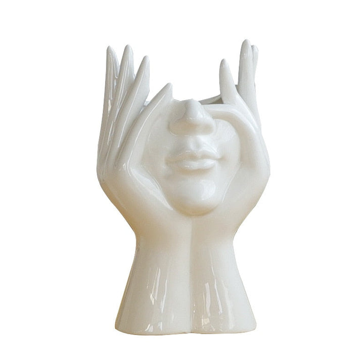 Lisslune | Ceramic Abstract  Human Face Flower Vase