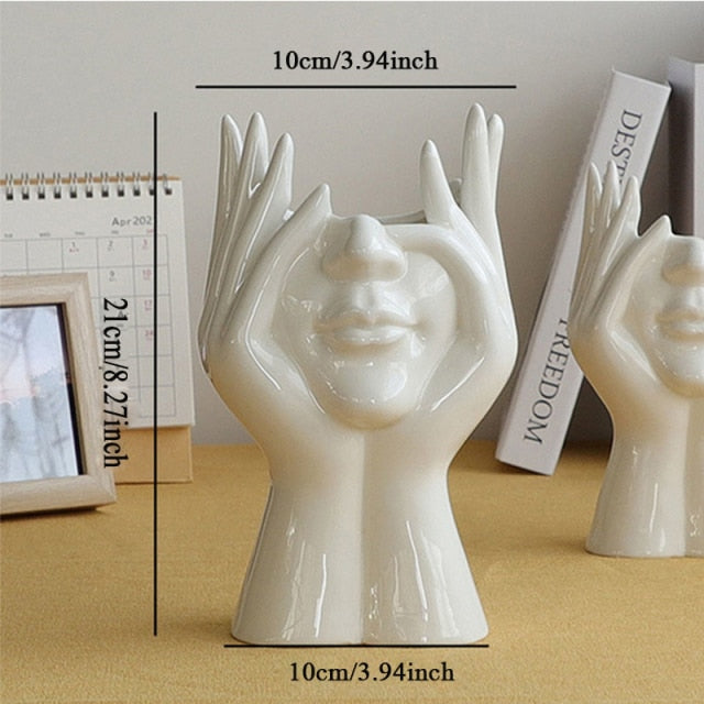 Lisslune | Ceramic Abstract  Human Face Flower Vase